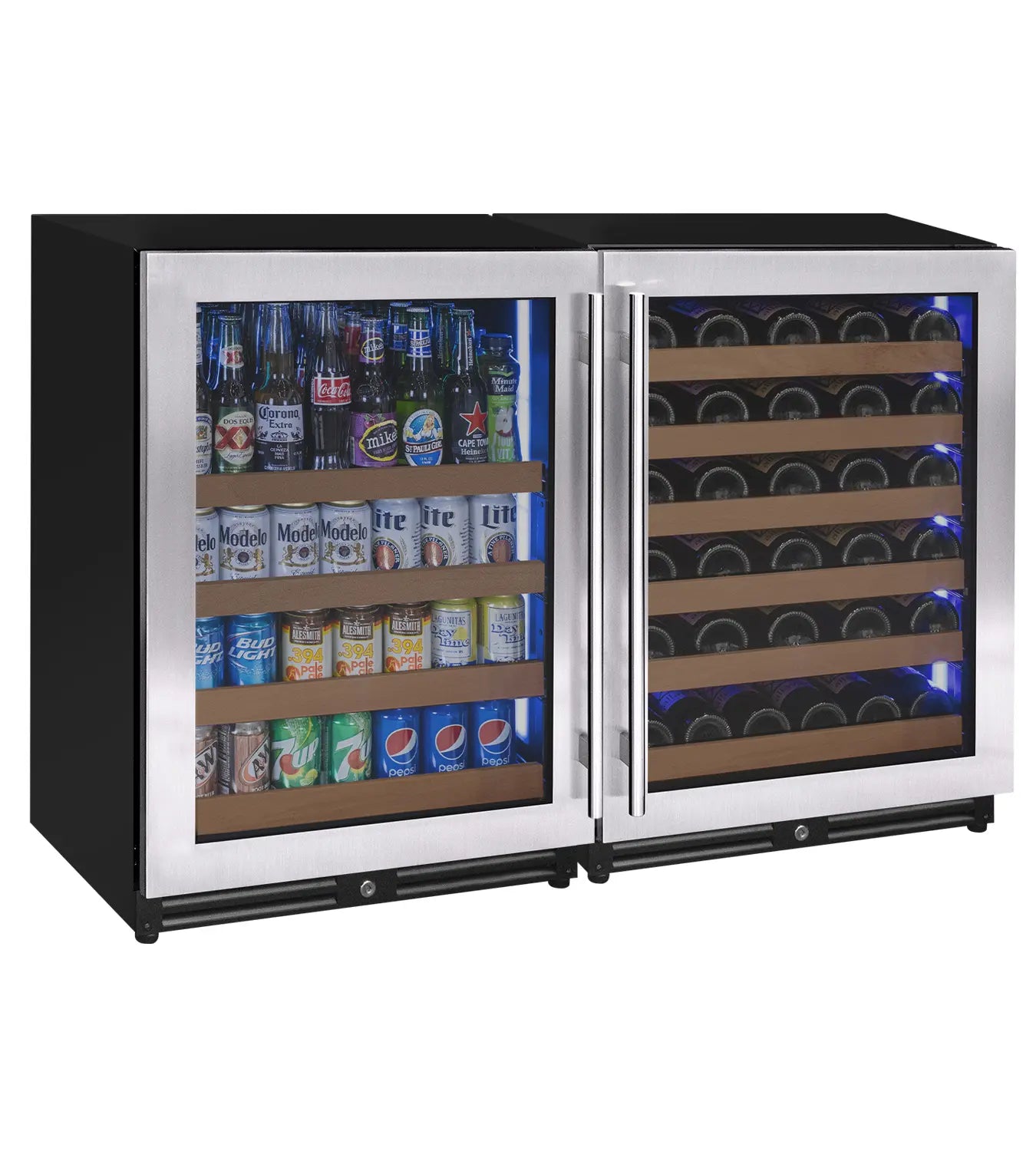 Allavino Reserva Series 47" Wide Side-by-Side Wine Refrigerator and Beverage Center with Stainless Steel Doors