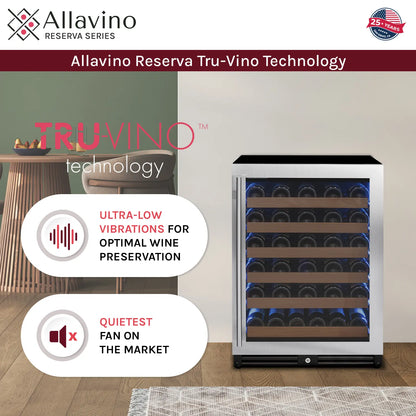 Allavino Reserva Series 47" Wide Side-by-Side Wine Refrigerator and Beverage Center with Stainless Steel Doors