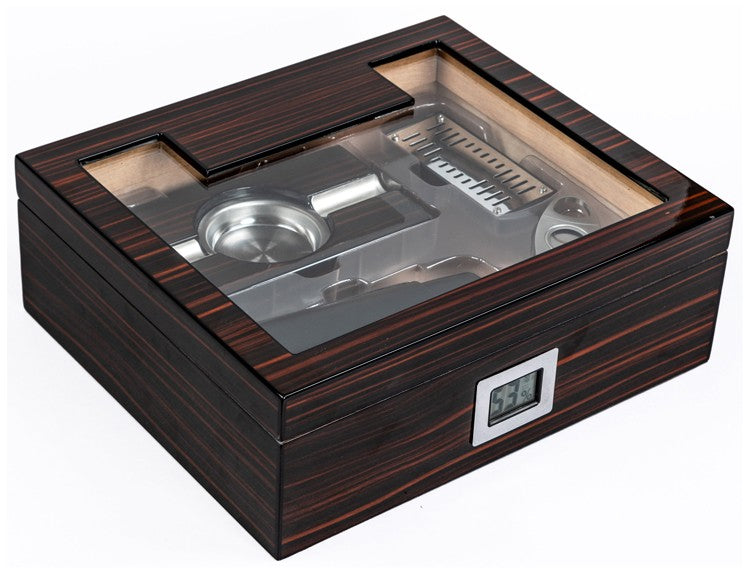 Prestige Import Group 75 Ct. Cherry Ebony Lacquer Gift Set w/ External Digital Hygrometer