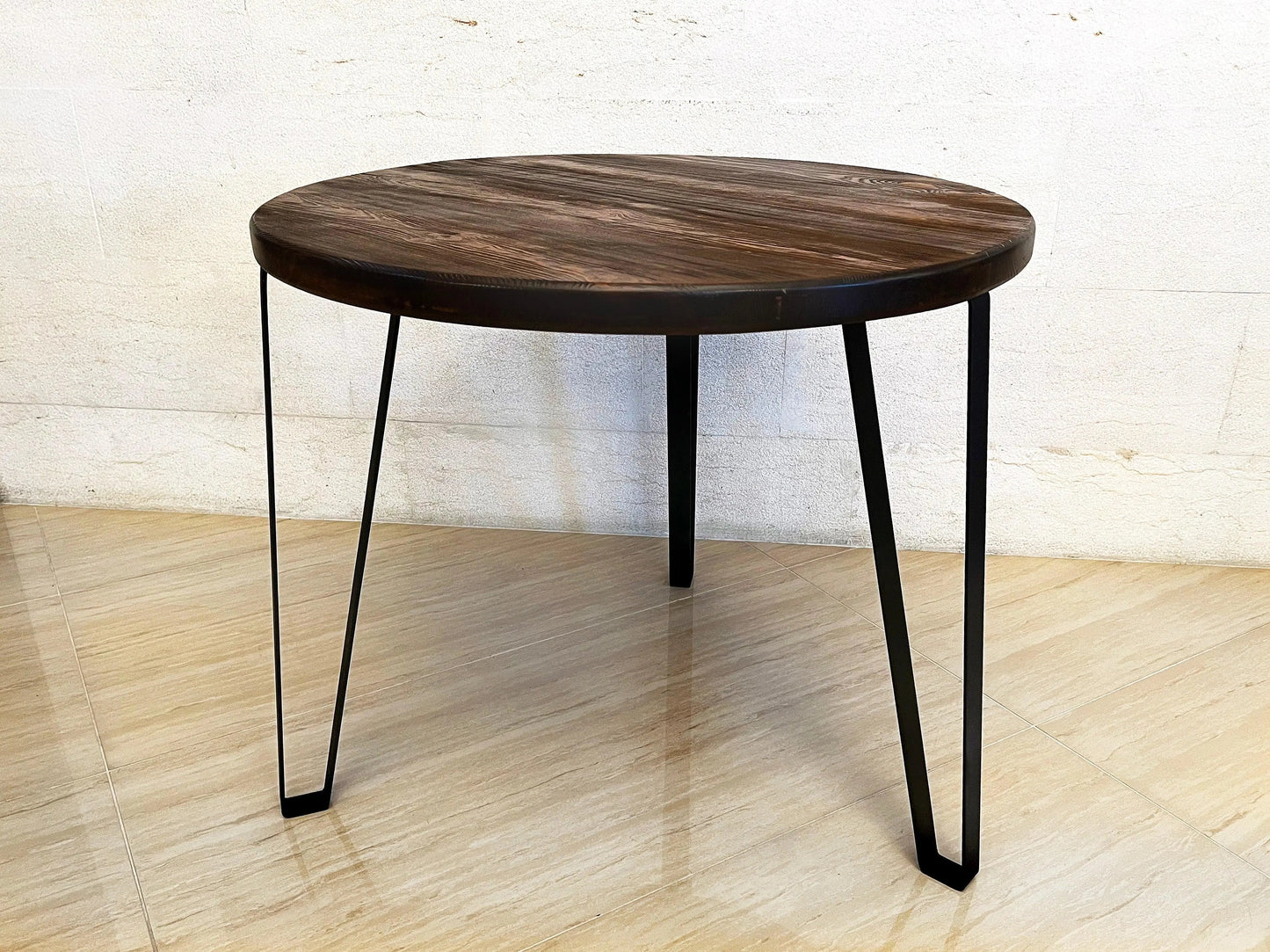 Whiskey & Wine Barrel Steel-Leg Table Set — 3 Chairs, Modern Build