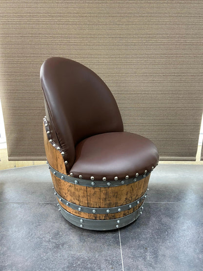 Whiskey & Wine Barrel Steel-Leg Table Set — 3 Chairs, Modern Build