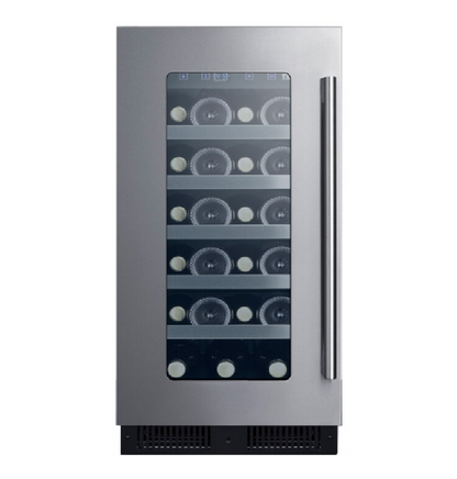 Summit Appliance 15 inch Undercounter Wine Cooler with Wood Racks, Single Temperature Zone & 23-Bottle Capacity - Stainless Steel