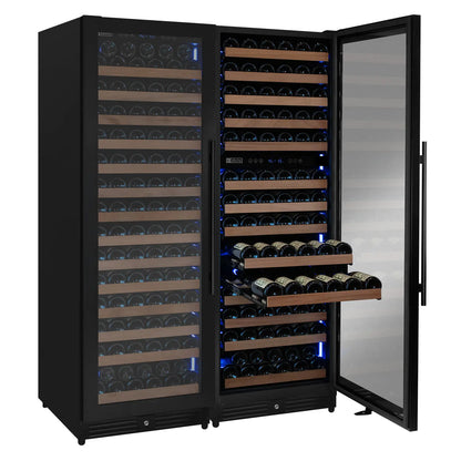 Allavino Reserva Series 317 Bottle Three Zone Tall Side-by-Side Wine Refrigerators with Black Metal Doors