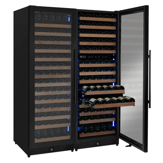 Allavino Reserva Series 317 Bottle Three Zone Tall Side-by-Side Wine Refrigerators with Black Metal Doors