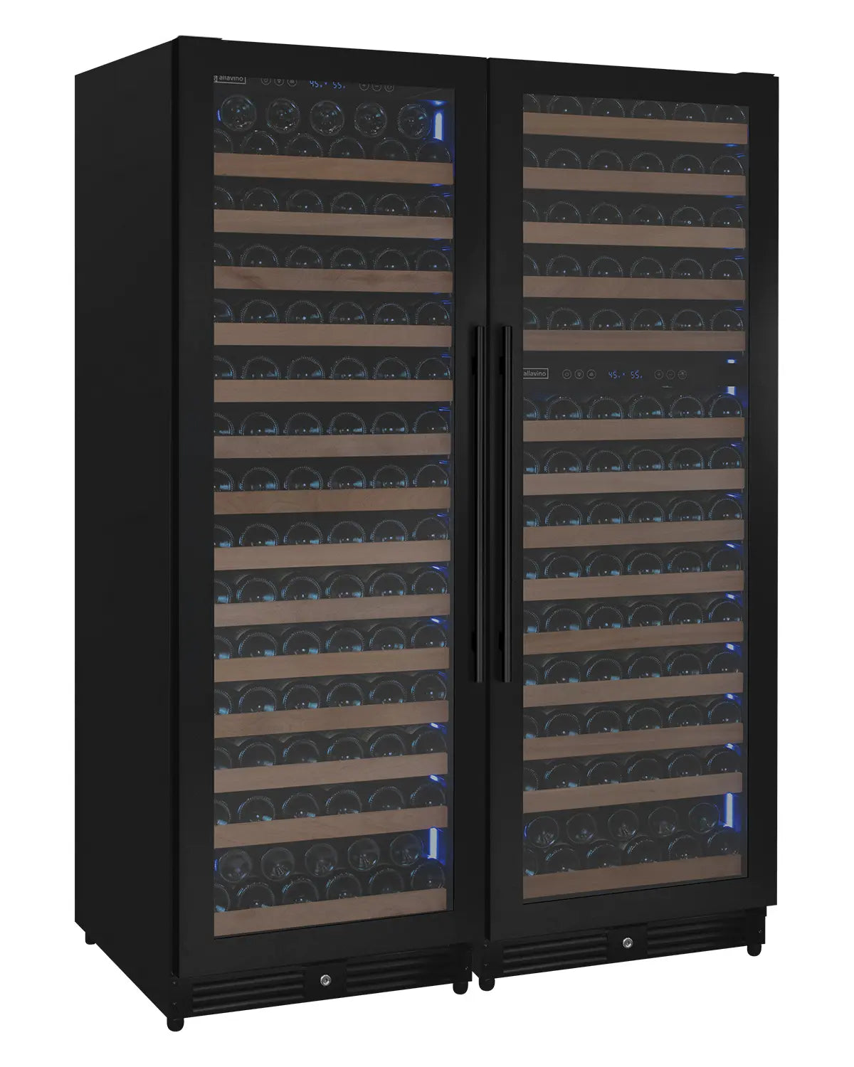 Allavino Reserva Series 317 Bottle Three Zone Tall Side-by-Side Wine Refrigerators with Black Metal Doors