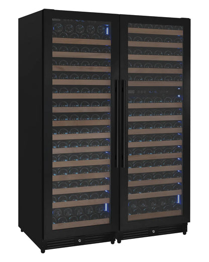 Allavino Reserva Series 317 Bottle Three Zone Tall Side-by-Side Wine Refrigerators with Black Metal Doors