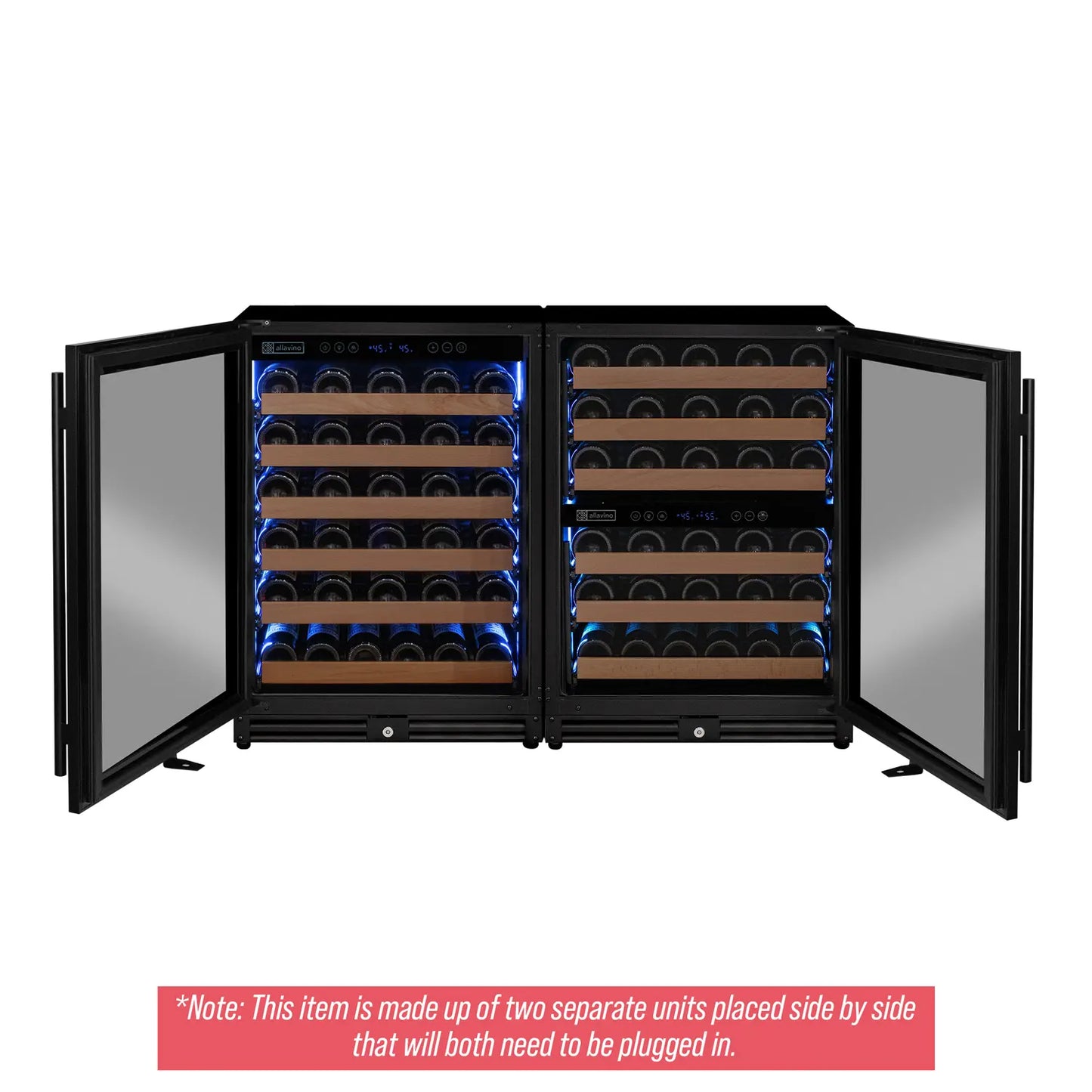 Allavino Reserva Series 30 Bottle/88 Can Dual Zone Side-by-Side Wine Refrigerator/Beverage Center with Stainless Steel Doors