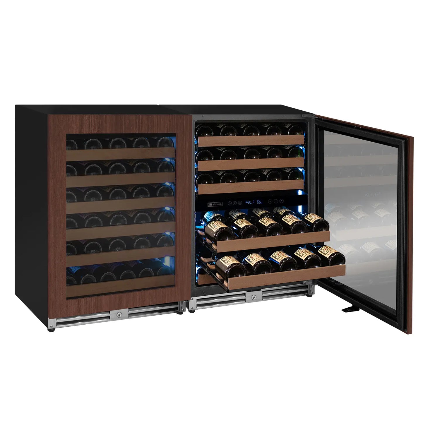 Allavino Reserva Series 112 Bottle Three Zone Undercounter Wine Refrigerator with Panel Ready Doors - Side-by-Side