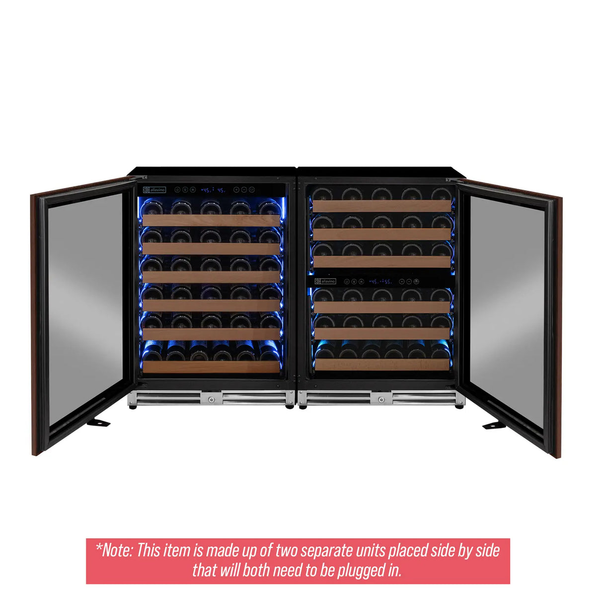 Allavino Reserva Series 112 Bottle Three Zone Undercounter Wine Refrigerator with Panel Ready Doors - Side-by-Side