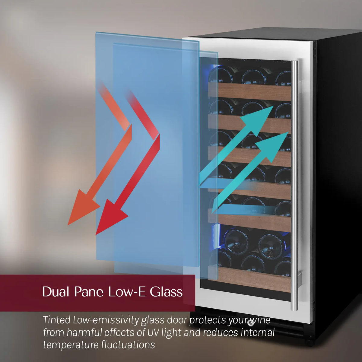 Allavino Reserva Series 112 Bottle Three Zone Undercounter Wine Refrigerator with Black Doors - Side-by-Side