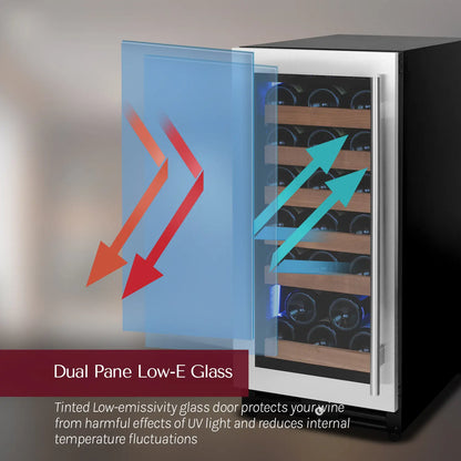 Allavino Reserva Series 112 Bottle Three Zone Undercounter Wine Refrigerator with Black Doors - Side-by-Side