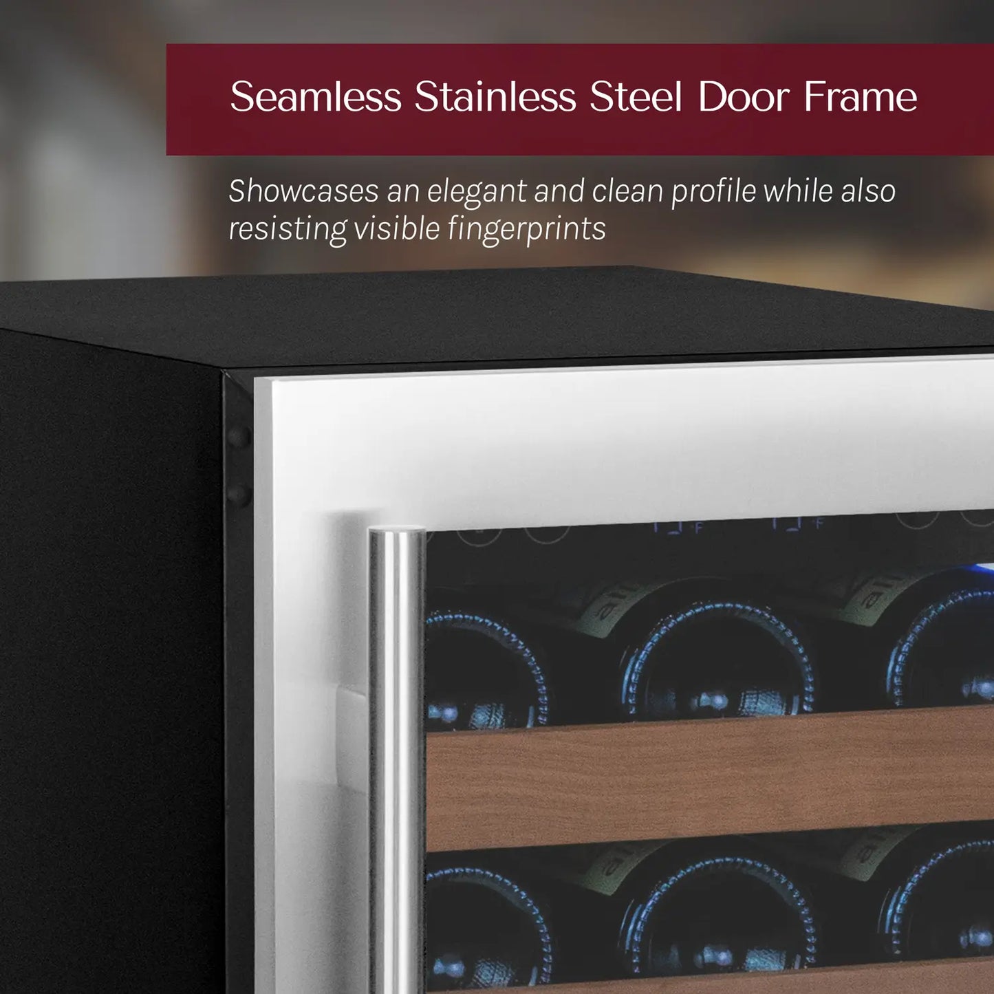 Allavino Reserva Series 112 Bottle Three Zone Undercounter Wine Refrigerator with Black Doors - Side-by-Side