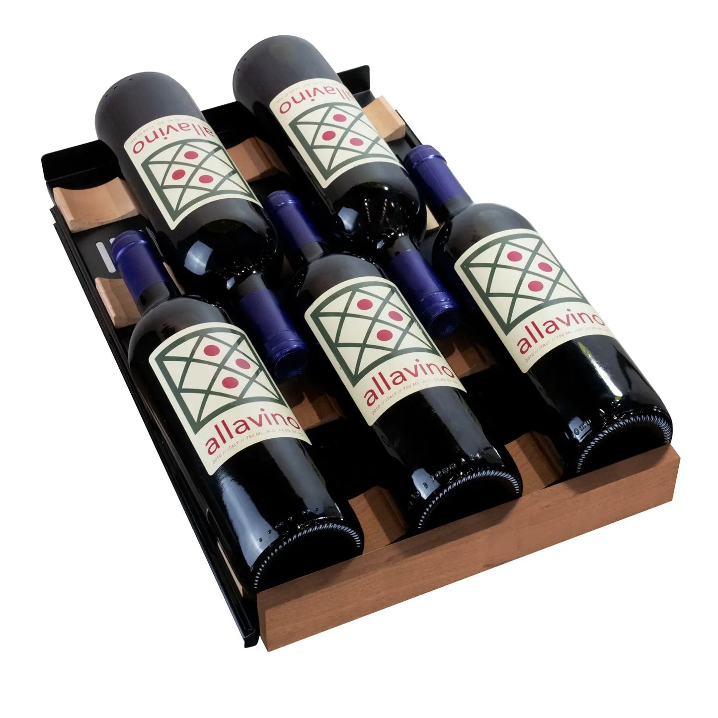 Allavino Reserva Series 112 Bottle Three Zone Undercounter Wine Refrigerator with Black Doors - Side-by-Side