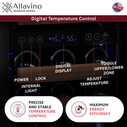 Allavino Reserva Series 30 Bottle/88 Can Three Zone Side-by-Side Wine Refrigerator/Beverage Center with Stainless Steel Doors