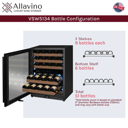 Allavino Reserva Series 102 Bottle Three Zone Built-in Luxury Wine Refrigerator & Beverage Center with Black Metal Doors - Side-by-Side
