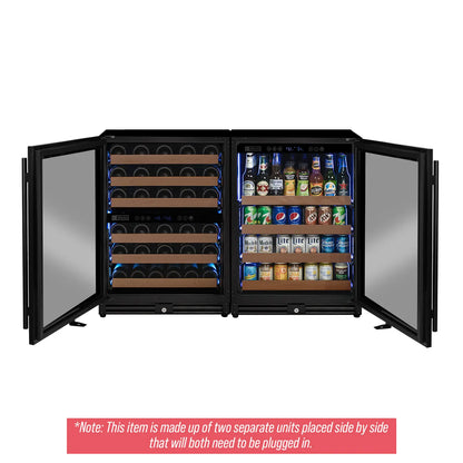Allavino Reserva Series 102 Bottle Three Zone Built-in Luxury Wine Refrigerator & Beverage Center with Black Metal Doors - Side-by-Side