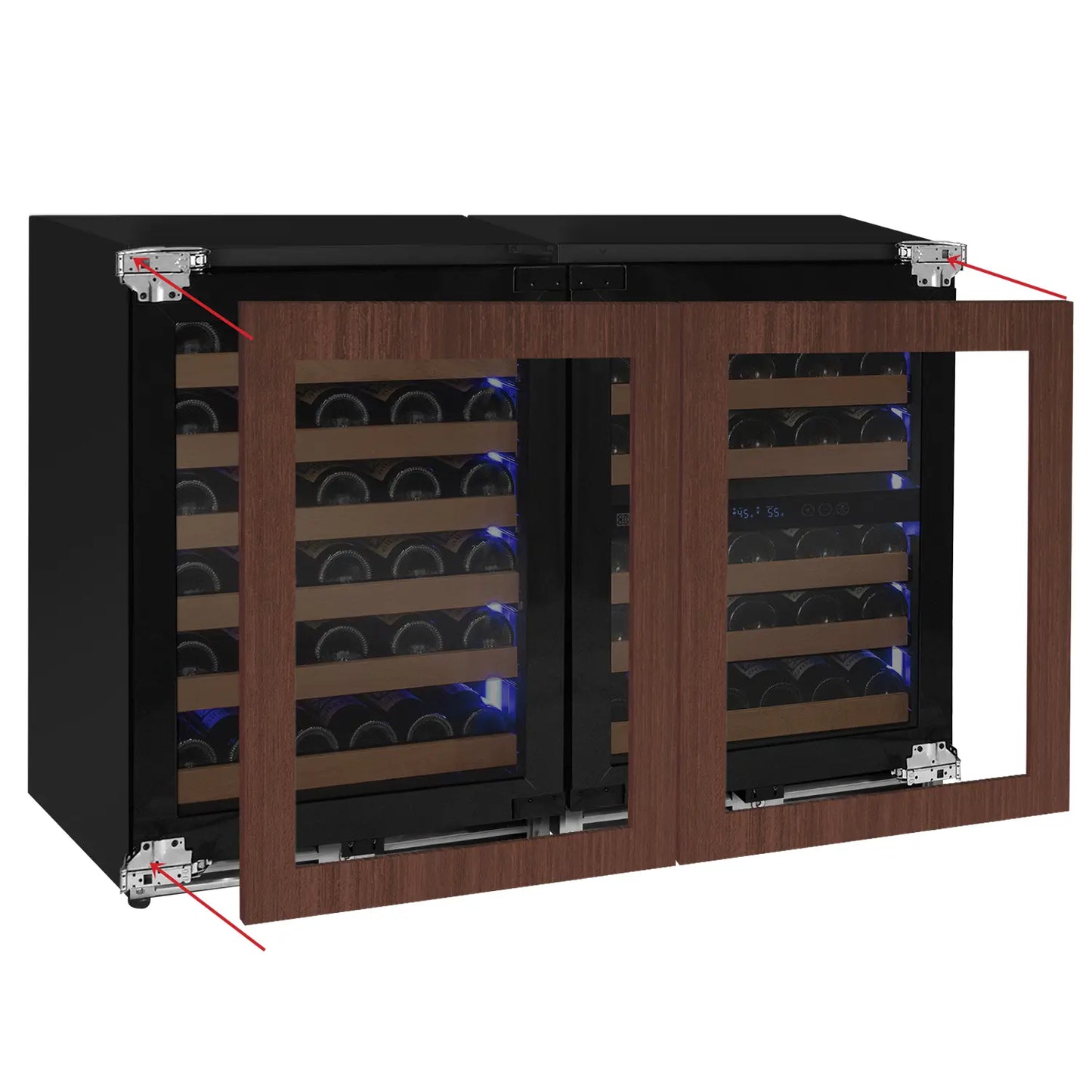 Allavino Reserva Series 112 Bottle Three Zone Undercounter Wine Refrigerator with Panel Ready Doors - Side-by-Side