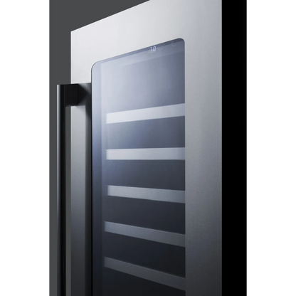 Summit Appliance 18 inch wide Built-in Wine Cellar with Seamless Stainless Steel Trimmed Glass Door