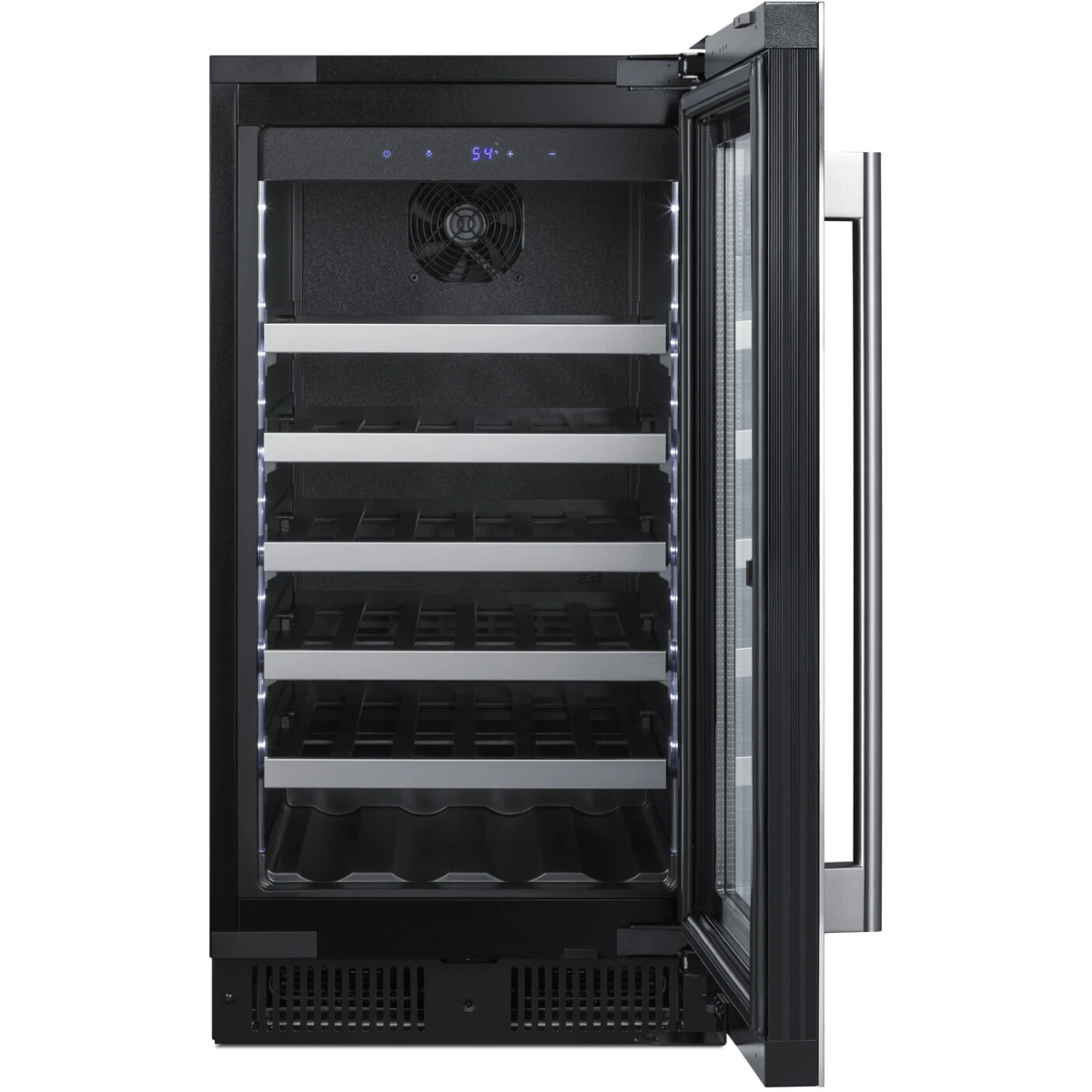 Summit Appliance 18 inch wide Built-in Wine Cellar with Seamless Stainless Steel Trimmed Glass Door