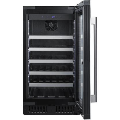 Summit Appliance 18 inch wide Built-in Wine Cellar with Seamless Stainless Steel Trimmed Glass Door