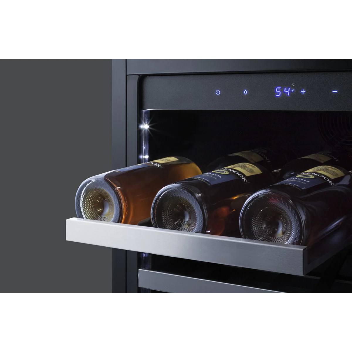 Summit Appliance 18 inch wide Built-in Wine Cellar with Seamless Stainless Steel Trimmed Glass Door