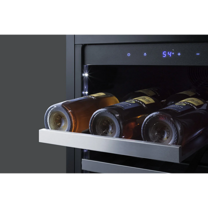 Summit Appliance 18 inch wide Built-in Wine Cellar with Seamless Stainless Steel Trimmed Glass Door