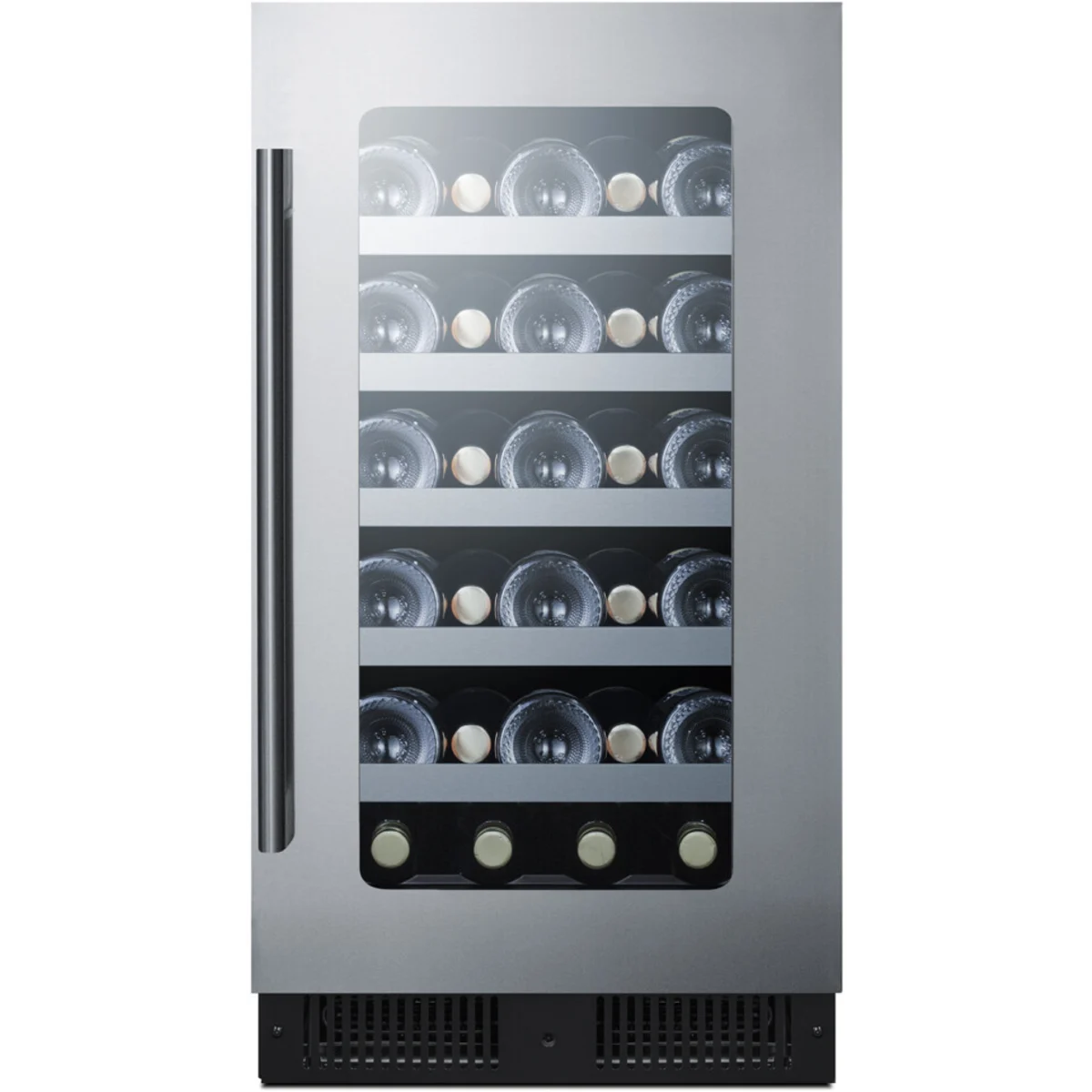 Summit Appliance 18 inch wide Built-in Wine Cellar with Seamless Stainless Steel Trimmed Glass Door