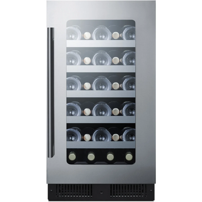 Summit Appliance 18 inch wide Built-in Wine Cellar with Seamless Stainless Steel Trimmed Glass Door