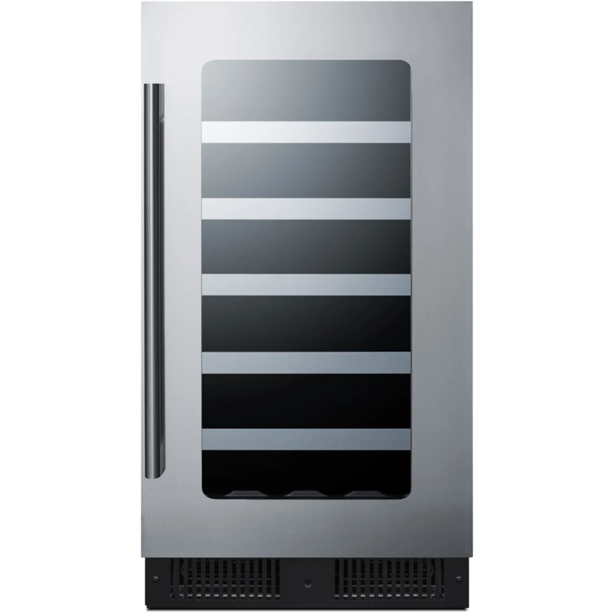 Summit Appliance 18 inch wide Built-in Wine Cellar with Seamless Stainless Steel Trimmed Glass Door