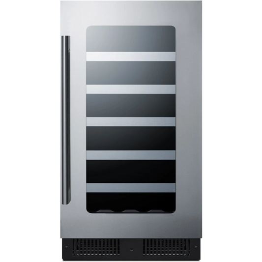 Summit Appliance 18 inch wide Built-in Wine Cellar with Seamless Stainless Steel Trimmed Glass Door