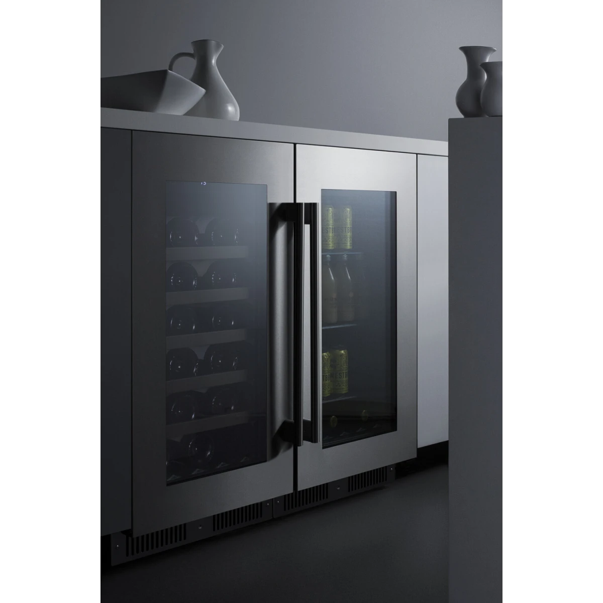 Summit Appliance 18 inch wide Built-in Wine Cellar with Seamless Stainless Steel Trimmed Glass Door