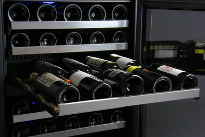 Allavino FlexCount Series 112 Bottle Dual Zone Built-in Side-by-Side Wine Refrigerators with Stainless Steel Doors