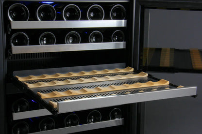 Allavino FlexCount Series 112 Bottle Dual Zone Built-in Side-by-Side Wine Refrigerators with Stainless Steel Doors