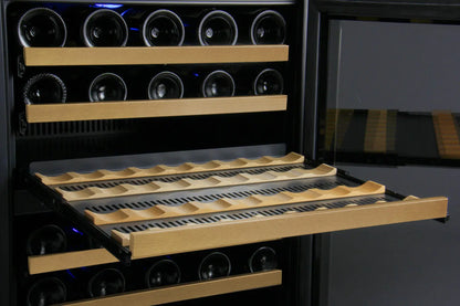 Allavino FlexCount Series 112 Bottle Dual Zone Built-in Side-by-Side Wine Refrigerators with Black Doors