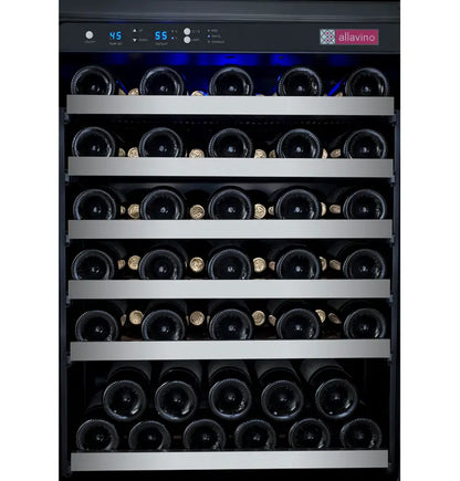 Allavino FlexCount Series 112 Bottle Dual Zone Built-in Side-by-Side Wine Refrigerators with Stainless Steel Doors
