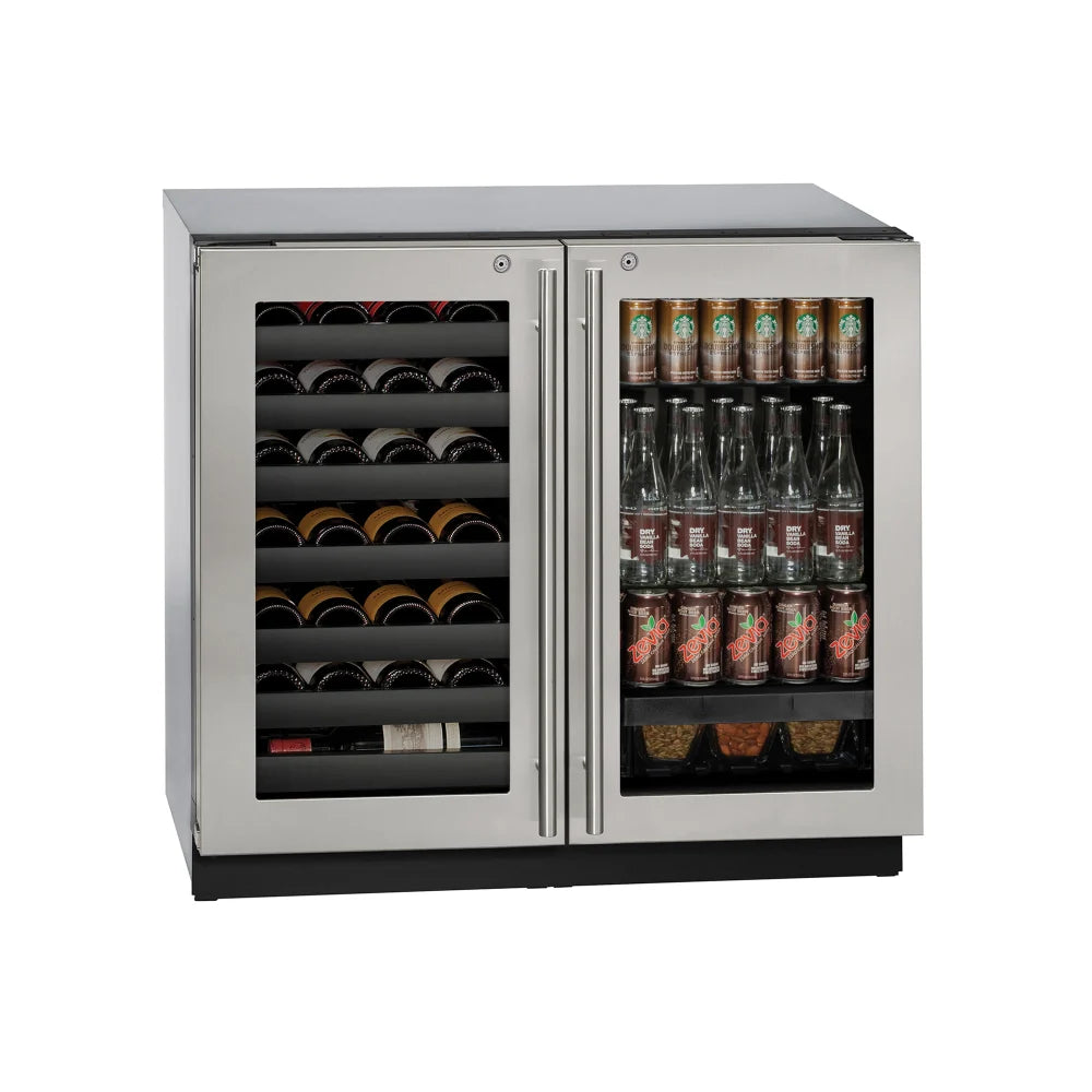 U-Line U-3036BVWCS-13B 36" Dual-Zone Undercounter Wine & Beverage Refrigerator
