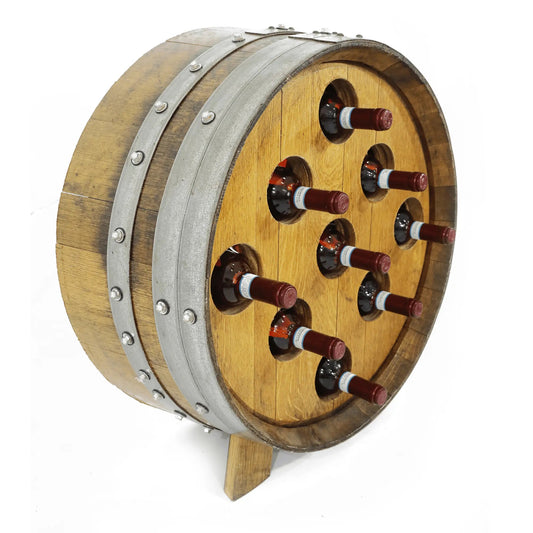 Whiskey & Wine Barrel Stave Wine Rack — 9-Bottle, Free-Standing