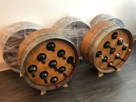 Whiskey & Wine Barrel Stave Wine Rack — 9-Bottle, Free-Standing