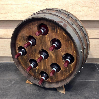 Whiskey & Wine Barrel Stave Wine Rack — 9-Bottle, Free-Standing