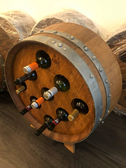 Whiskey & Wine Barrel Stave Wine Rack — 9-Bottle, Free-Standing