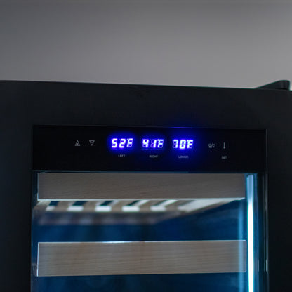 Allavino 100 Bottle Black French Doors Dual Zone Wine Refrigerator with Two Refrigerated Drawers