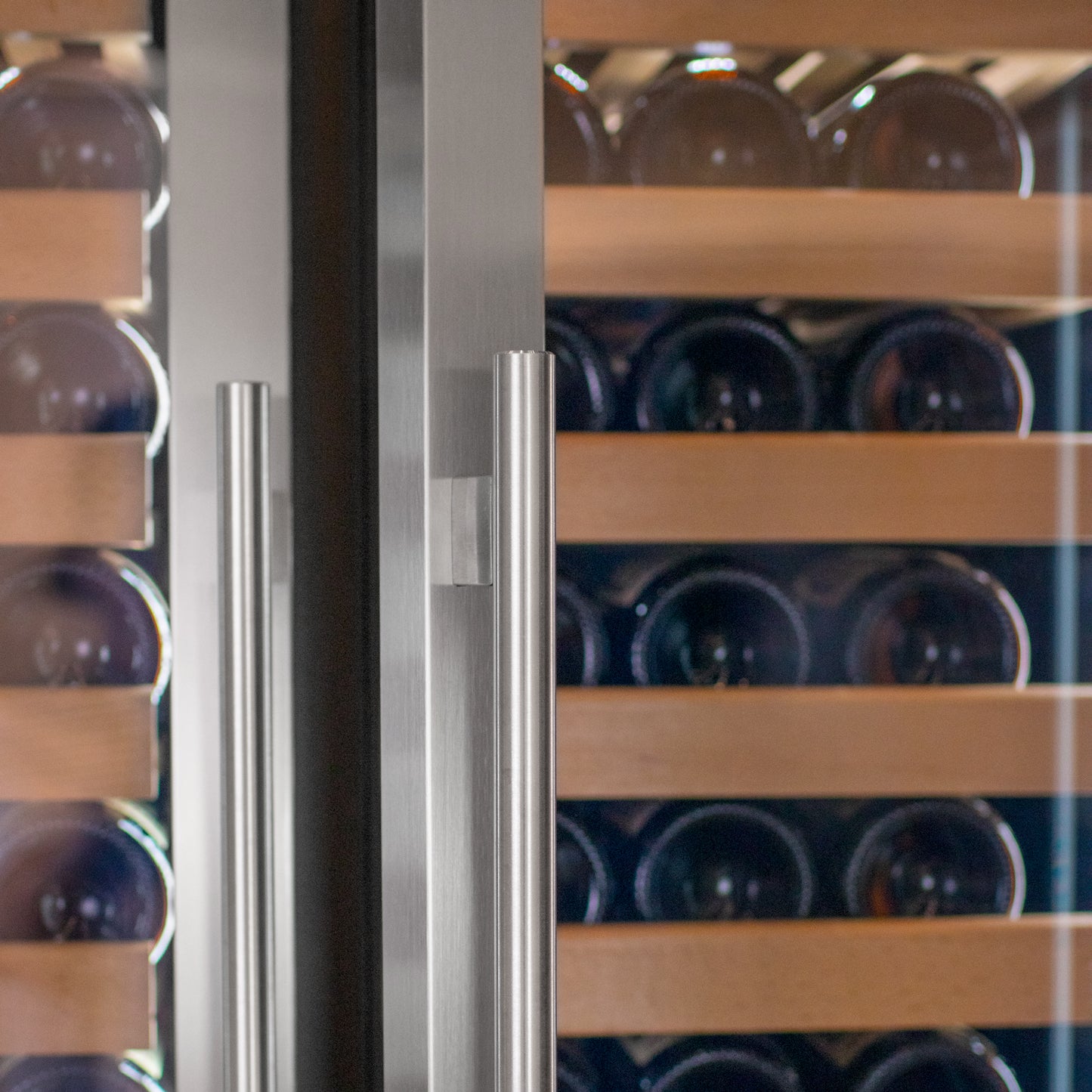 Allavino 100 Bottle Stainless Steel French Doors Dual Zone Wine Refrigerator with Two Refrigerated Drawers