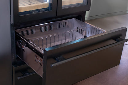 Allavino 100 Bottle Stainless Steel French Doors Dual Zone Wine Refrigerator with Two Refrigerated Drawers