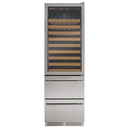 Allavino 108 Bottle Stainless Steel Wine Refrigerator with Two Refrigerated Drawers