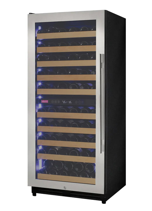 Allavino 119 Bottle 55-Inch Tall Dual Zone Left Hinge Stainless Steel Wine Refrigerator