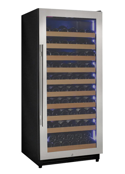 Allvaino 119 Bottle 55-Inch Tall Single Zone Right Hinge Stainless Steel Wine Refrigerator