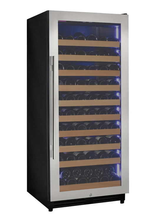 Allvaino 119 Bottle 55-Inch Tall Single Zone Right Hinge Stainless Steel Wine Refrigerator
