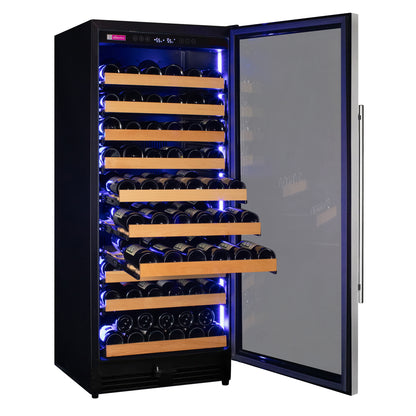 Allvaino 119 Bottle 55-Inch Tall Single Zone Right Hinge Stainless Steel Wine Refrigerator