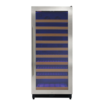 Allvaino 119 Bottle 55-Inch Tall Single Zone Right Hinge Stainless Steel Wine Refrigerator