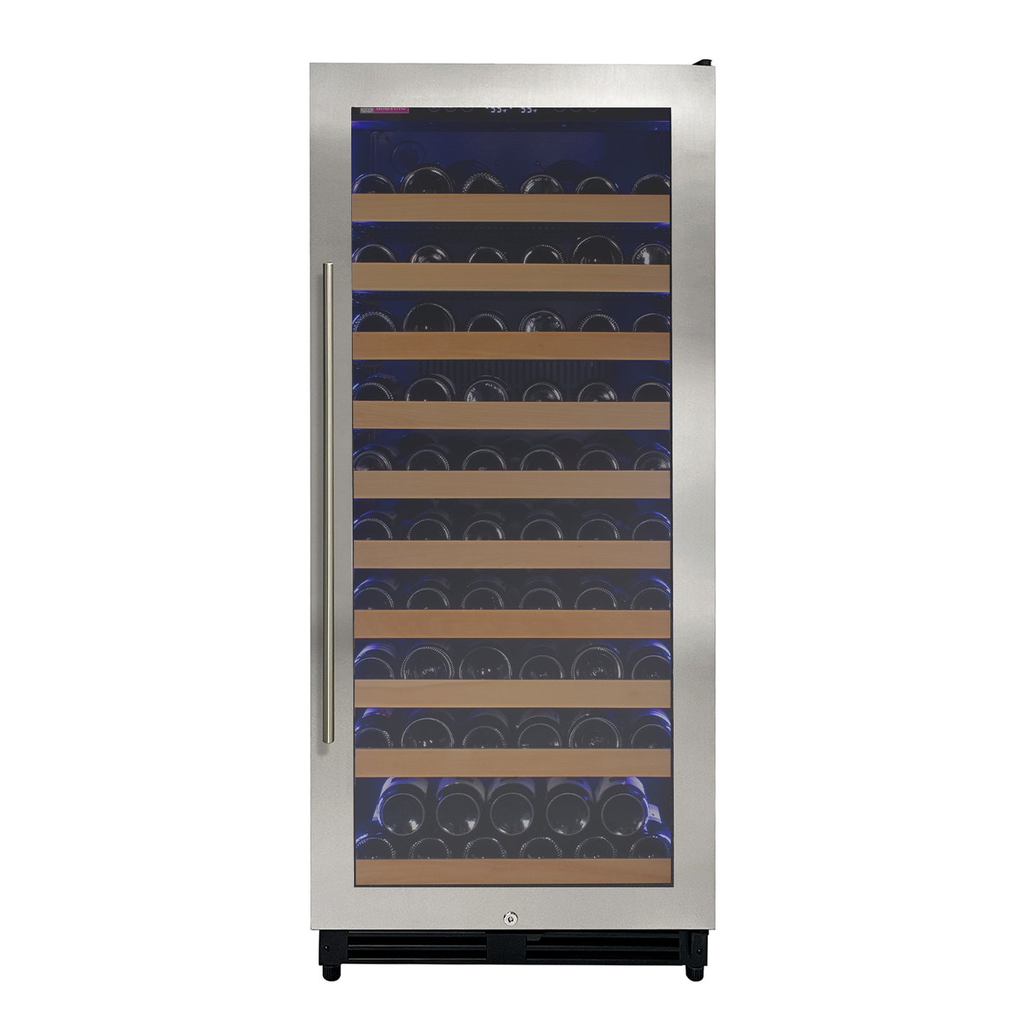 Allvaino 119 Bottle 55-Inch Tall Single Zone Right Hinge Stainless Steel Wine Refrigerator